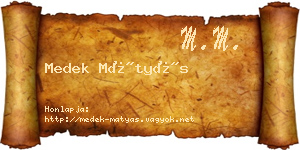 Medek Mátyás névjegykártya